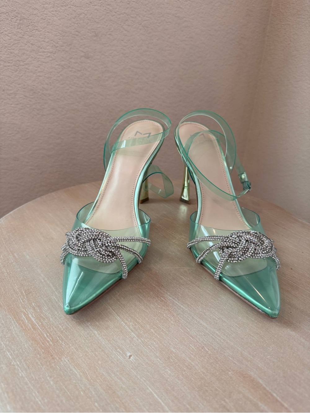 Marc Fisher Samira Crystal Bow Mint Green PVC Pump - Size 9 - NIB - Retail $160